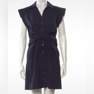 Veronica Beard Navy-Black Sleeveless Wrap Dress